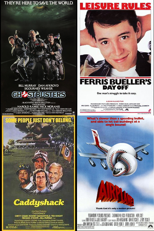 A selection of 1980s comedy movie posters