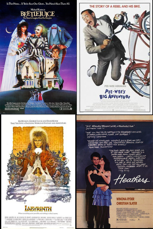 A selection of 1980s cult classic movie posters