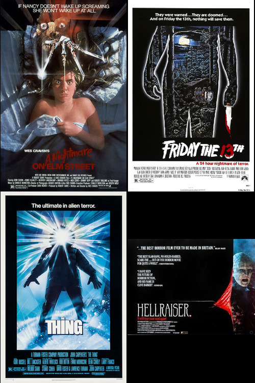 A selection of 1980s horror movie posters