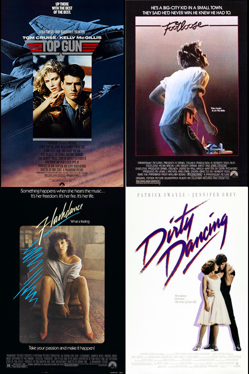 A selection of 1980s movie posters known for their soundtracks