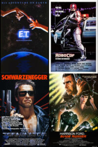 A selection of 1980s science fiction movie posters