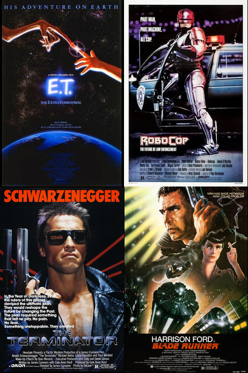 A selection of 1980s science fiction movie posters
