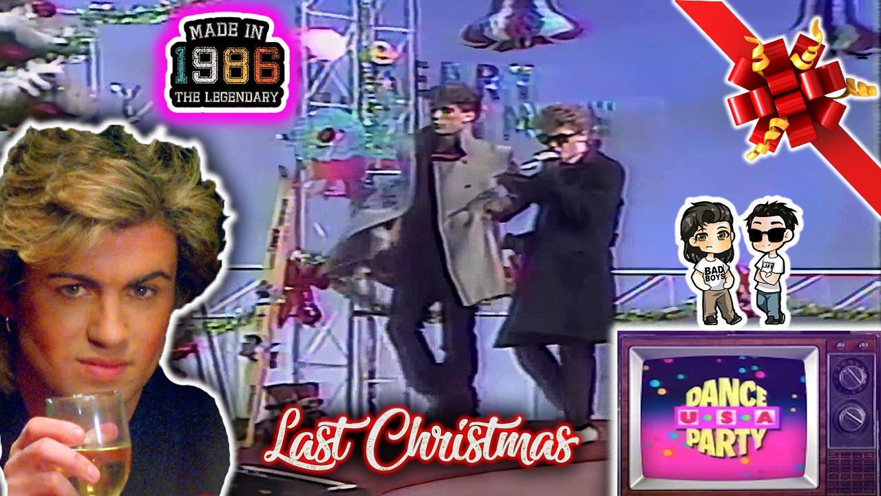 Bobby Catalano and Jason Pascoe performing the Last Christmas lip-sync on Dance Party USA, 1986