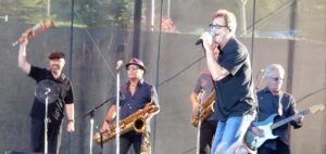 Huey Lewis and the News performing live in 2016