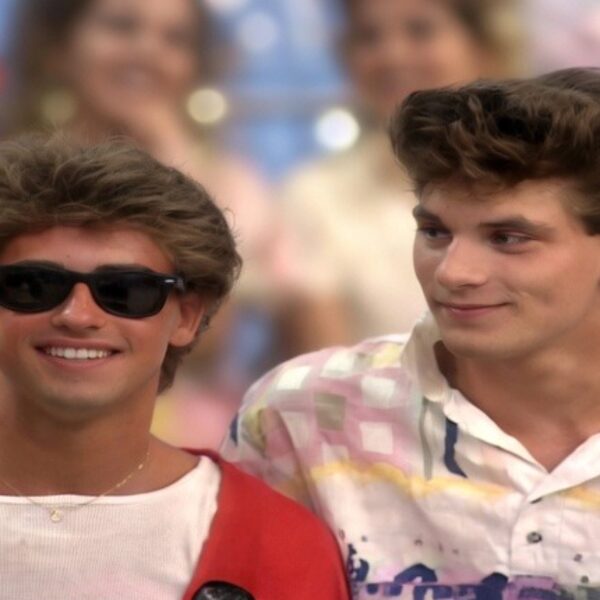 Bobby and Jason share the mic on Dance Party USA, 1987