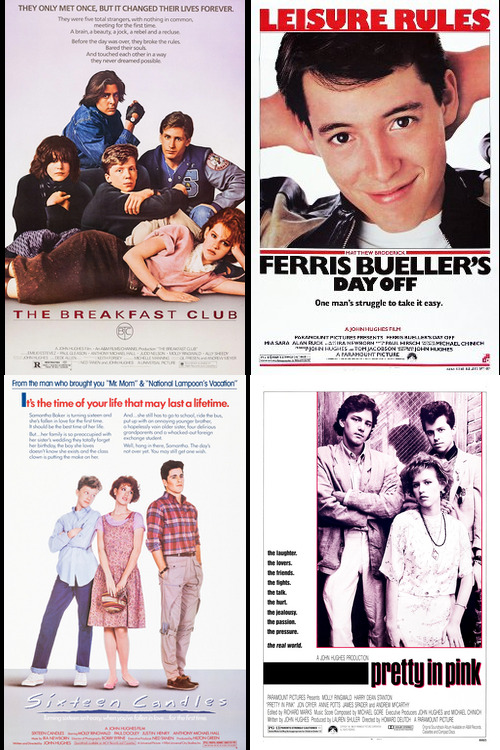A selection of John Hughes 1980s movie posters