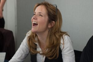 Lea Thompson laughing at a 2008 event